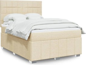 vidaXL Κρεβάτι Boxspring με Στρώμα Κρεμ 140x200 εκ. Υφασμάτινο