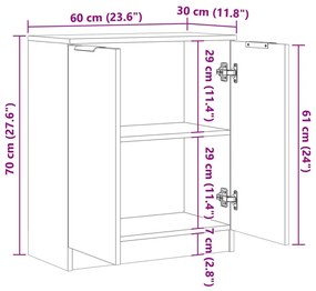 Μπουφές Αρτισιανή Δρυς 60 x 30 x 70 εκ. από Επεξεργασμένο Ξύλο - Καφέ