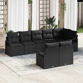 vidaXL Σετ Καναπέ Κήπου 8 pcs Μαύρο Πολυ ράταν