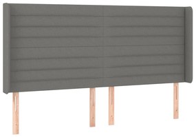 Κεφαλάρι με Πτερύγια Σκούρο Γκρι 163x16x118/128 εκ. Υφασμάτινο - Γκρι