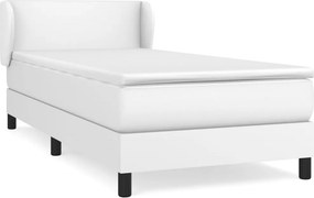vidaXL Κρεβάτι Boxspring με Στρώμα Λευκό 90x200εκ. από Συνθετικό Δέρμα