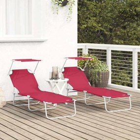 vidaXL Ξαπλώστρα 2 pcs Κόκκινο 58 x 188 x 77 εκ. Πολυεστέρας