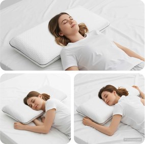 vidaXL Μαξιλάρι Ύπνου Μονόχρωμο Λευκό 70 x 35 x 10 εκ Τζελ Αφρός