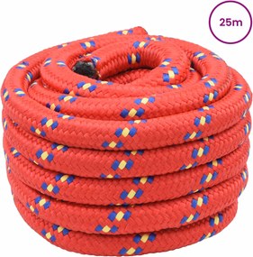 vidaXL Σχοινί Boat 40 χιλ. 25 m Κόκκινο polypropylene