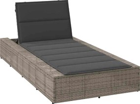 vidaXL Ξαπλώστρα με αιωρούμενο μαξιλάρι Γκρι Poly Rattan