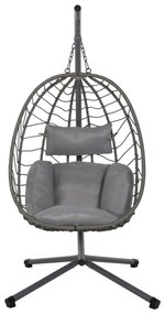 ΚΡΕΜΑΣΤΗ ΠΟΛΥΘΡΟΝΑ ΦΩΛΙΑ MILLIE  ΜΕΤΑΛΛΟ-ΣΥΝΘ.RATTAN ΓΚΡΙ 90x75x190Υεκ.