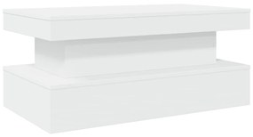 vidaXL Τραπεζάκι Σαλονιού με LED Λευκό 90 x 50 x 40 εκ.