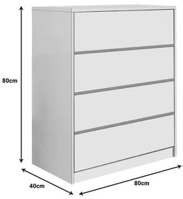 Συρταριέρα Kuanger pakoworld mdf σε λευκή απόχρωση 80x40x80εκ
