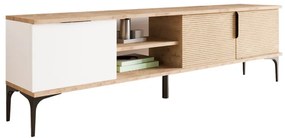 Έπιπλο τηλεόρασης Kowel pakoworld μελαμίνης λευκό-oak 180x34x51εκ (1 τεμάχια)