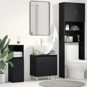 vidaXL Ντουλάπι Νιπτήρα Μαύρο Δρυς 58x33x60 εκ. Επεξεργασμένο Ξύλο