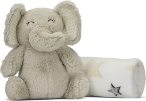 NAPPY WHITE BLANKET WITH BEIGE ELEPHANT