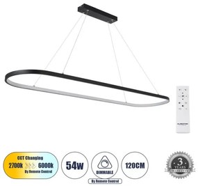 Κρεμαστό Φωτιστικό Οροφής LED CCT 54W Αλουμίνιο BOLIVAR Globostar-61271-Μαύρο 61271