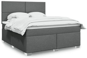 Κρεβάτι Boxspring με Στρώμα Σκούρο Γκρι 180x200 εκ Υφασμάτιν