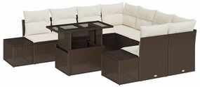vidaXL Σετ Καναπέ Κήπου 9 pcs Καφέ και κρεμ 100 x 55 x 73 εκ