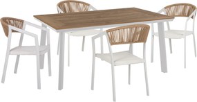 ΣΕΤ ΤΡΑΠΕΖΑΡΙΑΣ 5ΤΜΧ TABER HM10838.01 ΚΑΡΕΚΛΕΣ &amp; ΤΡΑΠΕΖΙ ΑΛΟΥΜ.-POLYWOOD--ΛΕΥΚΟ