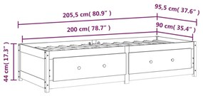 Καναπές Κρεβάτι Καφέ Μελί 90 x 200 εκ. από Μασίφ Ξύλο Πεύκου - Καφέ