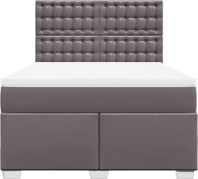 vidaXL Κρεβάτι Boxspring με Στρώμα Γκρι 140x200εκ. από Συνθετικό Δέρμα