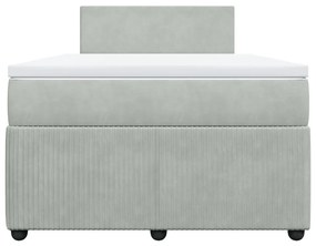 vidaXL Κρεβάτι Boxspring με Στρώμα Ανοιχτό Γκρι 120x190 εκ. Βελούδινο