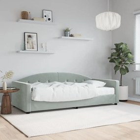vidaXL Καναπές Κρεβάτι με Στρώμα Ανοιχτό Γκρι 90 x 200 εκ. Βελούδινος