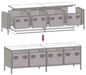 Έπιπλο Τηλεόρασης Ροζ 135x39x43,5 εκ. Ατσάλι Ψυχρής Έλασης - Ροζ