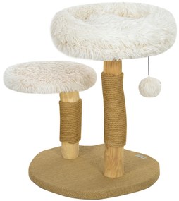 Δέντρο για γάτες PawHut, 61,5 εκ., με κρεβάτι για γάτες, στύλο ξυσίματος, πλατφόρμα άλματος, μπάλα παιχνιδιού, για γάτες έως 5 kg, Λευκό