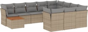 vidaXL Patio Sofa Set 10-θέσια Μικτό μπεζ και γκρι