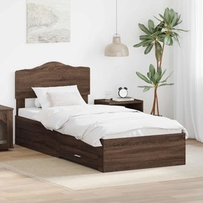 vidaXL Σκελετός Κρεβατιού Καφέ δρυς 70 x 190 cm Επεξεργασμένο Ξύλο
