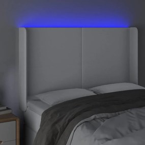 vidaXL Κεφαλάρι Κρεβατιού LED Λευκό 147x16x118/128 εκ. Συνθετ. Δέρμα