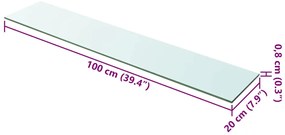 vidaXL Ράφι Πάνελ Διάφανο 100 x 20 εκ. Γυάλινο