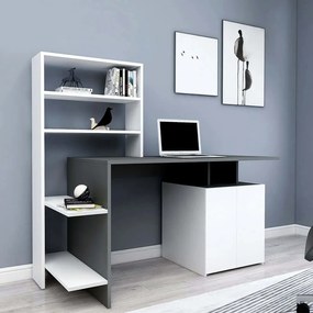 Γραφείο Με Βιβλιοθήκη Melis 550ARN2212 146,3x60x128,8cm White-Anthracite