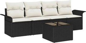 vidaXL Σετ Καναπέ με μαξιλάρι 5 pcs Μαύρο συνθετικό ρατάν