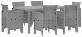 vidaXL Σέτ φαγητού για κήπο 7 pcs Ανοιχτό γκρι Rattan Polt