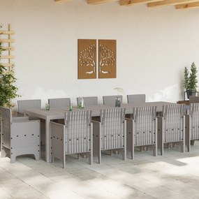 vidaXL Σέτ φαγητού για κήπο 13 pcs Ανοιχτό γκρι Πολυ ράταν