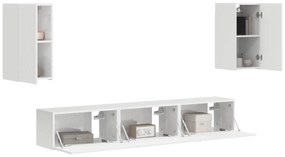 vidaXL Σετ επίπλου τηλεόρασης Επιτοίχιο 3 pcs Υψηλής γυαλάδας λευκό