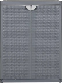 vidaXL Ντουλάπι Αποθήκευσης Κήπου Γκρι 65x45x88 εκ. από Ρατάν PP