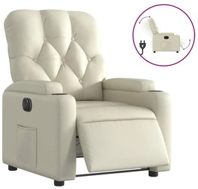 vidaXL Πολυθρόνα Ανακλινόμενη Ηλεκτρική Κρεμ από Συνθετικό Δέρμα