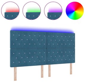 vidaXL Κεφαλάρι LED με φώτα λωρίδας LED Σκούρο Μπλε 90 cm Βελούδο