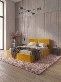 Επενδυμένο Κρεβάτι Celvora-Μουσταρδί-160 x 200