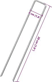 vidaXL Στηρίγματα Εδάφους Σχήμα U 25 τεμ. 20x4 εκ. Γαλβαν. Ατσάλι