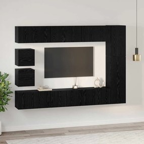 vidaXL Σετ επίπλου τηλεόρασης 10 pcs Μαύρη Οξυά Επεξεργασμένο ξύλο