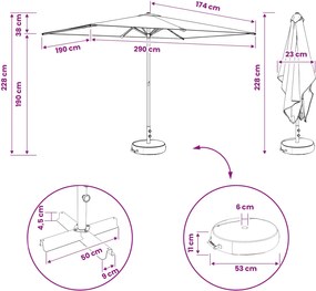 vidaXL Ομπρέλα Κήπου 200 x 300 cm Πολυεστέρας Ορθογώνιος Taupe