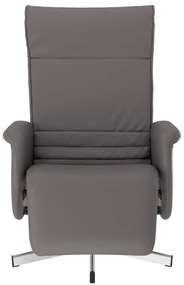 vidaXL Πολυθρόνα Ανακλινόμενη με Υποπόδιο Γκρι από Συνθετικό Δέρμα