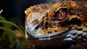 Σετ των 2 Intra Συλλεκτικό Ξύλινο Παζλ Plywood  4mm - Κοντινή όψη της σαύρας με έντονο βλέμμα Σε Ξύλινο Κουτί - Διαστάσεις: 10x10 cm – 25 κομμάτια