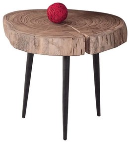 PATEL Τραπεζάκι Σαλονιού Καθιστικού, Μέταλλο Βαφή Μαύρο, Ξύλο Ακακία Φυσικό