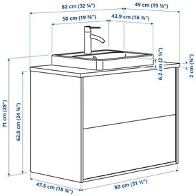 HAVBACK/ORRSJON βάση νιπτήρα με συρτάρια/νιπτήρα/μπαταρία, 82x49x71 cm 295.213.73