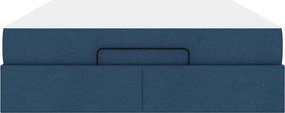 vidaXL Σκελετός κρεβατιού με στρώμα 2 pcs Μπλε ύφασμα