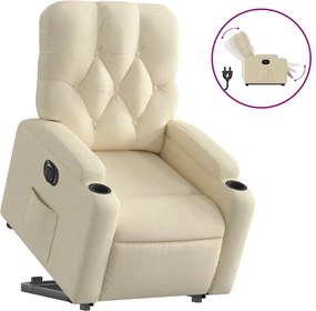 vidaXL Πολυθρόνα Ηλεκ. Ανακλινόμενη με Ανύψωση Κρεμ Υφασμάτινη