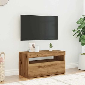 ντουλάπι τηλεόρασης με φώτα LED Artisan Oak Κατασκευασμένο ξύλο - Καφέ