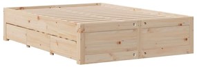 Κρεβάτι Βιβλιοθήκη Χωρίς Στρώμα 160x200 εκ Μασίφ Ξύλο Πεύκου - Καφέ