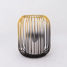 Κηροπήγιο Μεταλλικό 752-24052 16.5x19.5cm Gold-Black Estheti Home Μέταλλο,Γυαλί